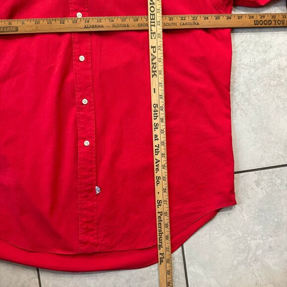 Rare Vintage POLO SPORT Ralph Lauren Spell Out USA Casual Shirt 90s Red L - Picture 6 of 6